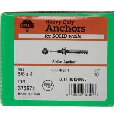 HILLMAN 5/8 in. D X 4 in. L Steel Round Head Strike Anchor 10 pk
