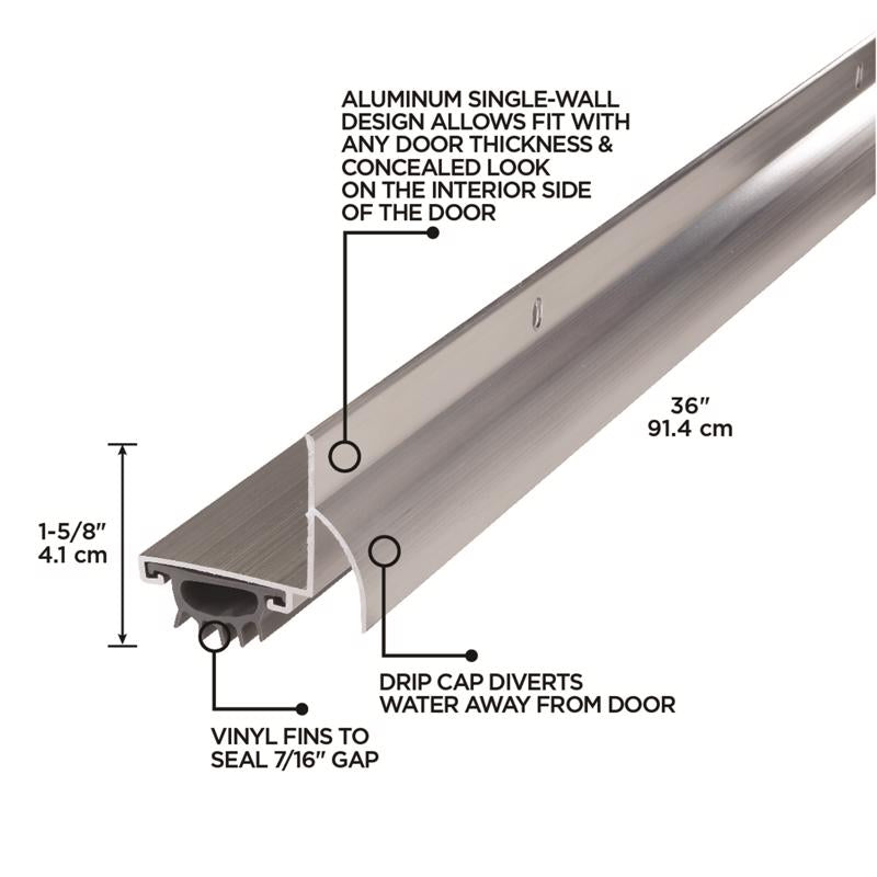 M-D Building Products Silver Aluminum Under Door Seal For Doors 36 in. L X 1.63 in.
