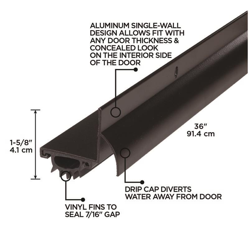 M-D Building Products Brown Aluminum Under Door Seal For Doors 36 in. L X 1.63 in.