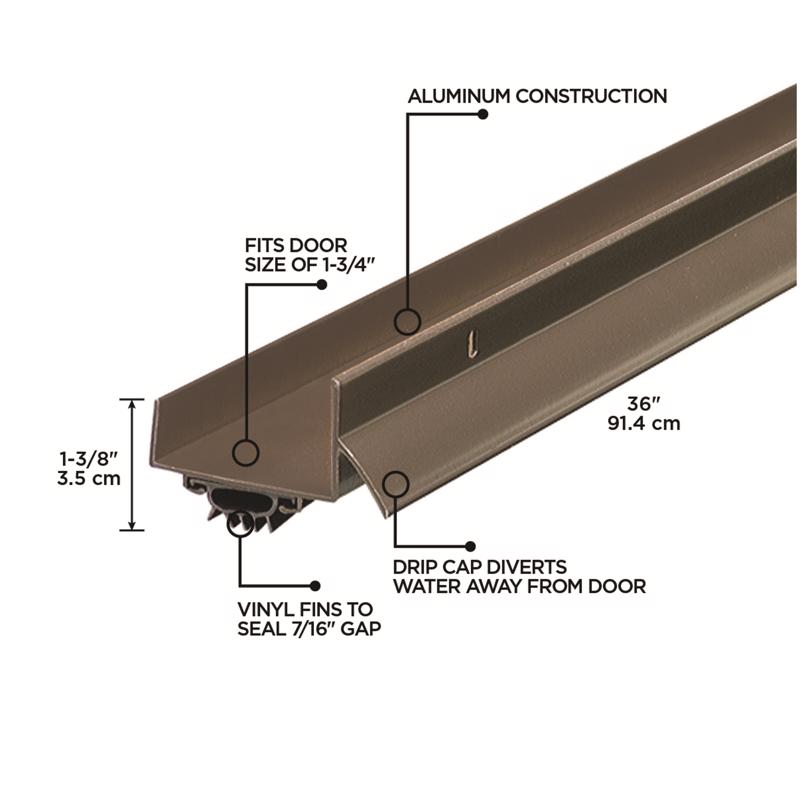 M-D Building Products Bronze Aluminum Under Door Seal For Doors 36 in. L X 1.63 in.