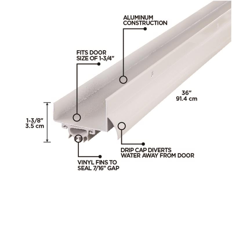 M-D Building Products White Aluminum Under Door Seal For Doors 36 in. L X 1.63 in.