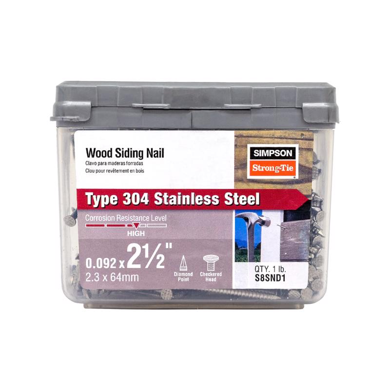 Simpson Strong-Tie 8D 2-1/2 in. Siding Stainless Steel Nail Checkered Head 1 lb