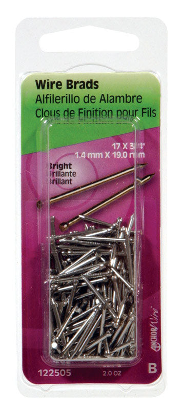 HILLMAN Anchor Wire 17 Ga. X 3/4 in. L Bright Steel Brad Nails 2 oz
