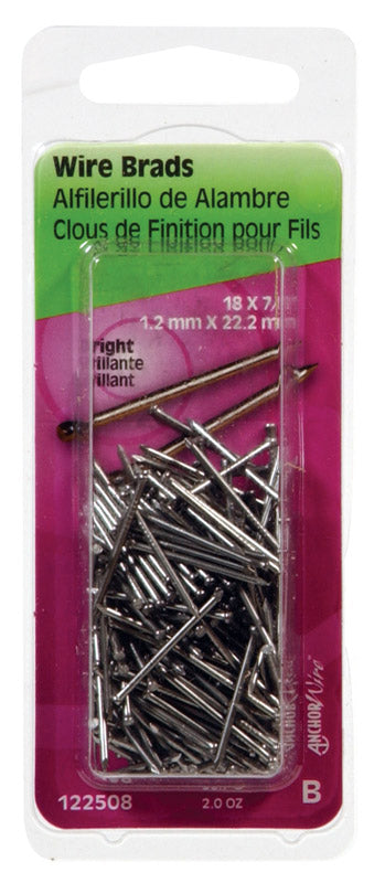 HILLMAN Anchor Wire 18 Ga. X 7/8 in. L Bright Steel Brad Nails 2 oz