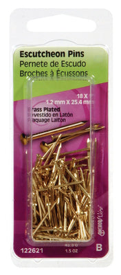 HILLMAN Anchor Wire 18 Ga. X 1 in. L Brass-Plated Steel Escutcheon Pins 1.5 oz