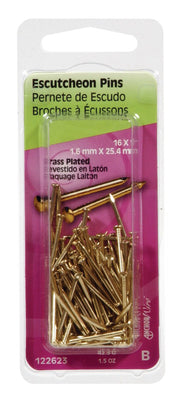 HILLMAN Anchor Wire 16 Ga. X 1 in. L Brass-Plated Steel Escutcheon Pins 1.5 oz