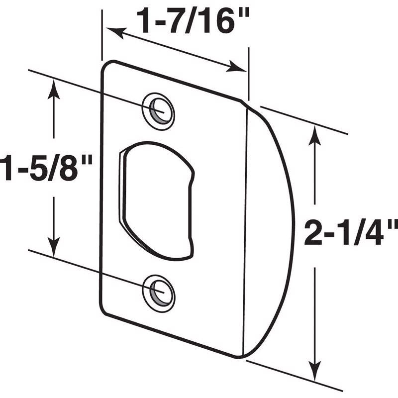 Prime-Line 2.25 in. H X 1.07 in. L Chrome Steel Latch Strike Plate