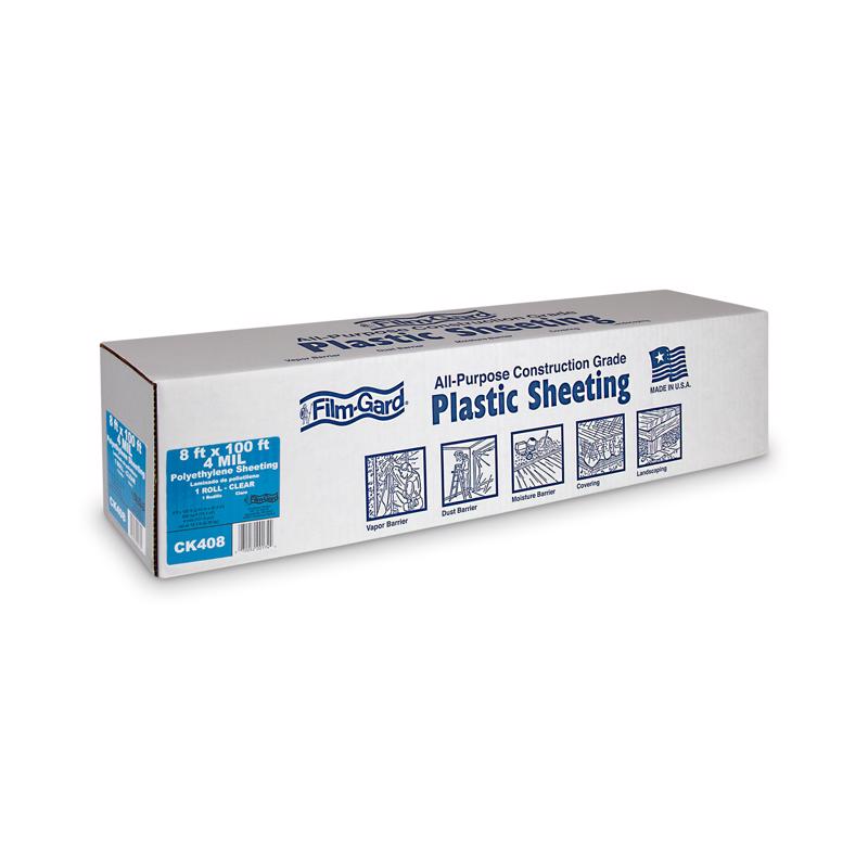 Film-Gard Plastic Sheeting 4 mil X 8 ft. W X 100 ft. L Polyethylene Clear