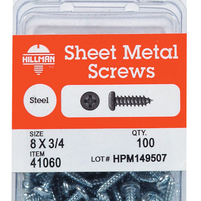 HILLMAN No. 10 Ga. X 1 in. L Phillips Pan Head Sheet Metal Screws 75 pk