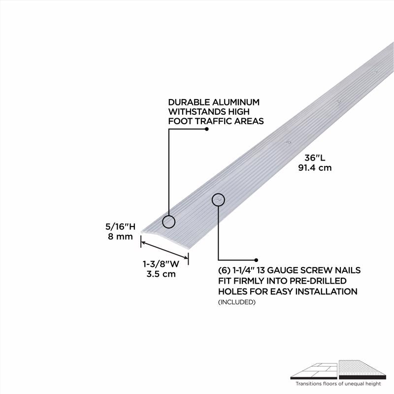 M-D Building Products 0.3 in. H X 1.38 in. W X 36 in. L Prefinished Silver Aluminum Carpet Trim