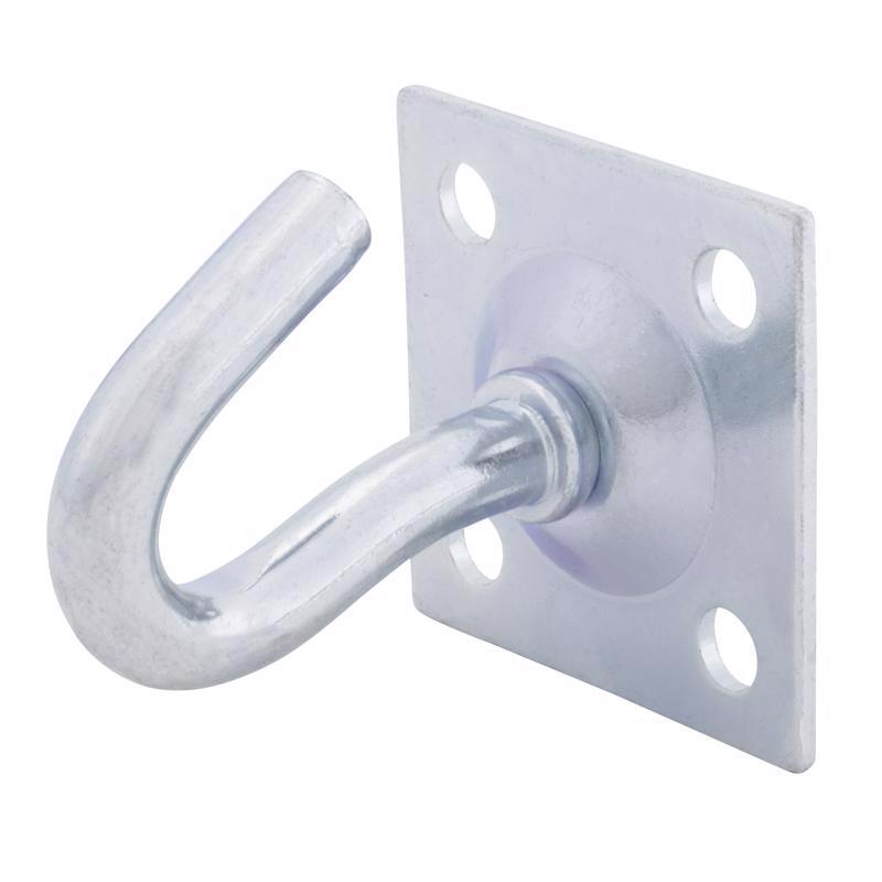 Hampton Small Zinc-Plated Silver Steel 1.75 in. L Clothesline Hook Plate Type 200 lb