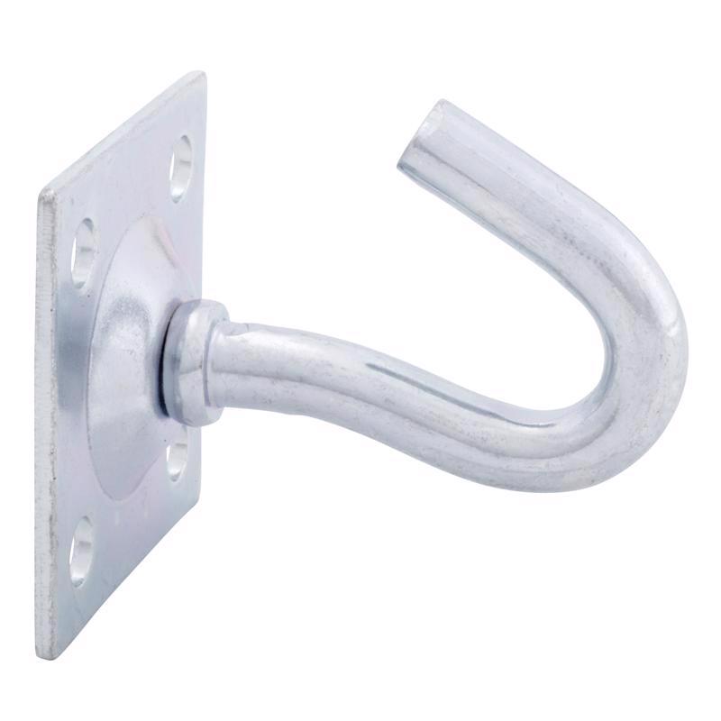 Hampton Small Zinc-Plated Silver Steel 1.75 in. L Clothesline Hook Plate Type 200 lb