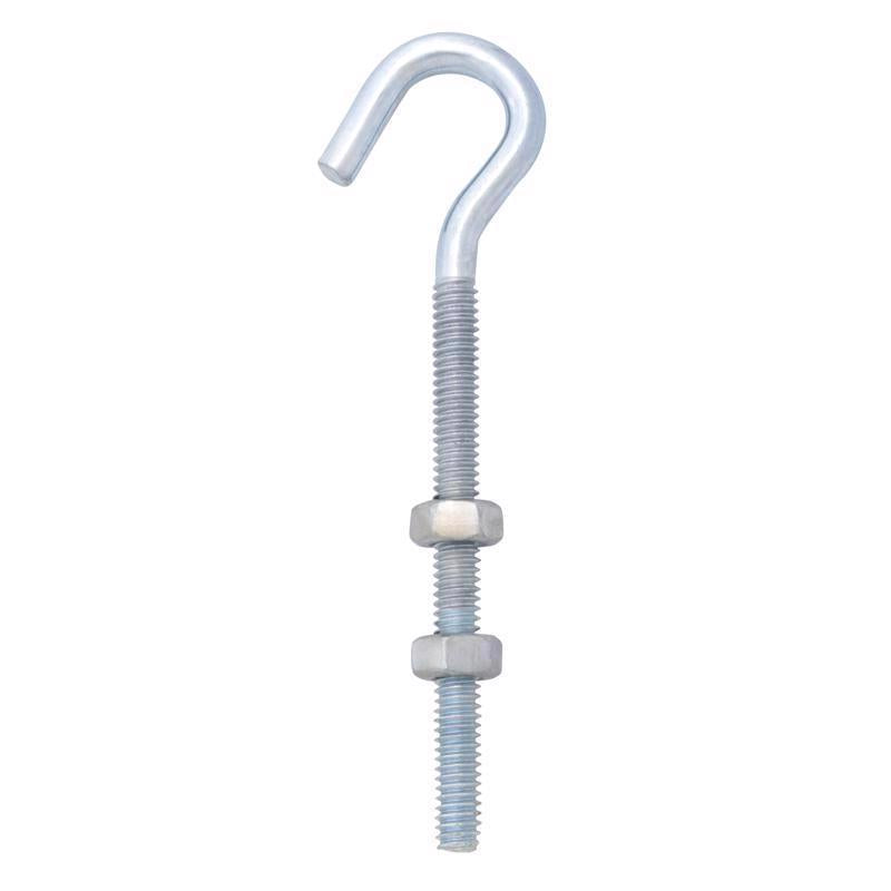 Hampton Small Zinc-Plated Silver Steel 4 in. L Clothesline Bolt Hook 80 lb