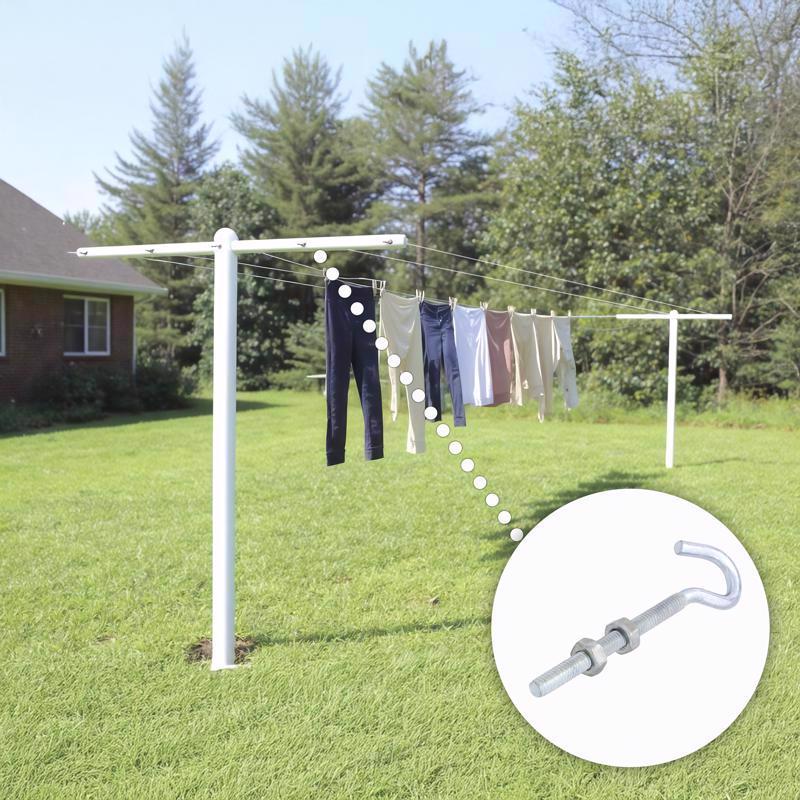 Hampton Small Zinc-Plated Silver Steel 4 in. L Clothesline Bolt Hook 80 lb