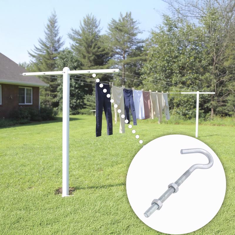Hampton Medium Zinc-Plated Silver Steel 6 in. L Clothesline Bolt Hook 160 lb