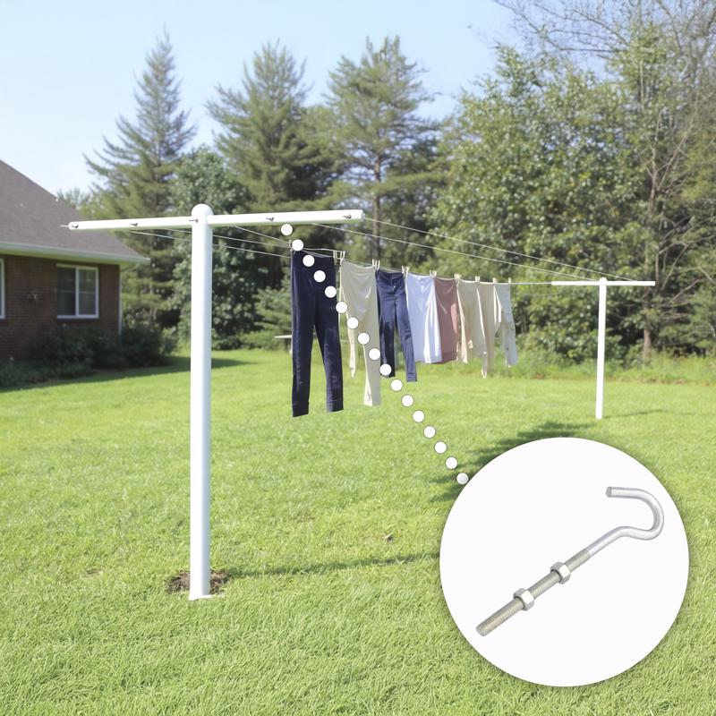 Hampton Medium Zinc-Plated Silver Steel 7.25 in. L Clothesline Bolt Hook 240 lb