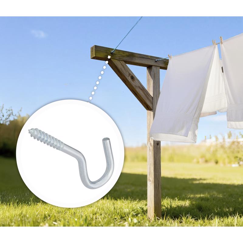 Hampton Small Zinc-Plated Silver Steel 4.1875 in. L Clothesline Hook 215 lb