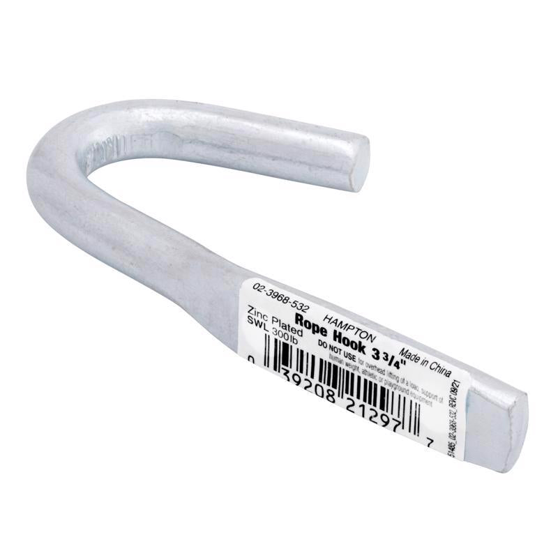 Hampton Small Zinc-Plated Silver Steel 3.75 in. L Rope Binding Hook 300 lb