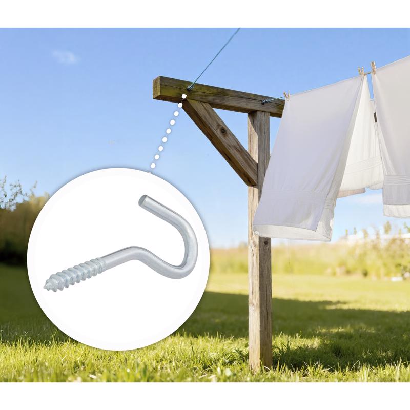 Hampton Small Zinc-Plated Silver Steel 4.25 in. L Clothesline Hook 300 lb