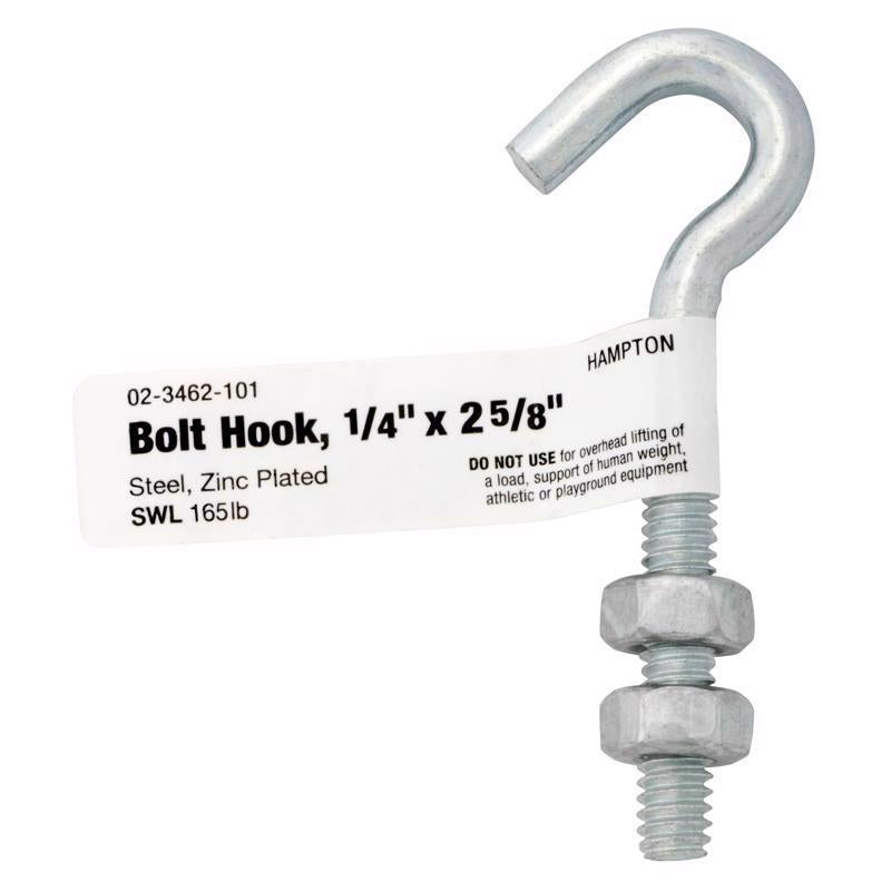 Hampton Small Zinc-Plated Silver Zinc 0.8125 in. L Hook Bolt 165 lb