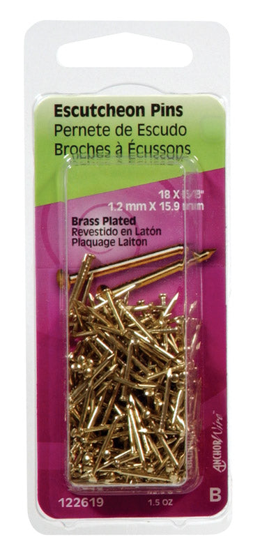 HILLMAN 18 Ga. X 5/8 in. L Brass-Plated Steel Escutcheon Pins 1.5 oz