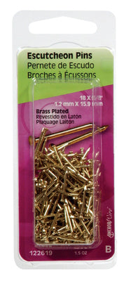 HILLMAN 18 Ga. X 5/8 in. L Brass-Plated Steel Escutcheon Pins 1.5 oz