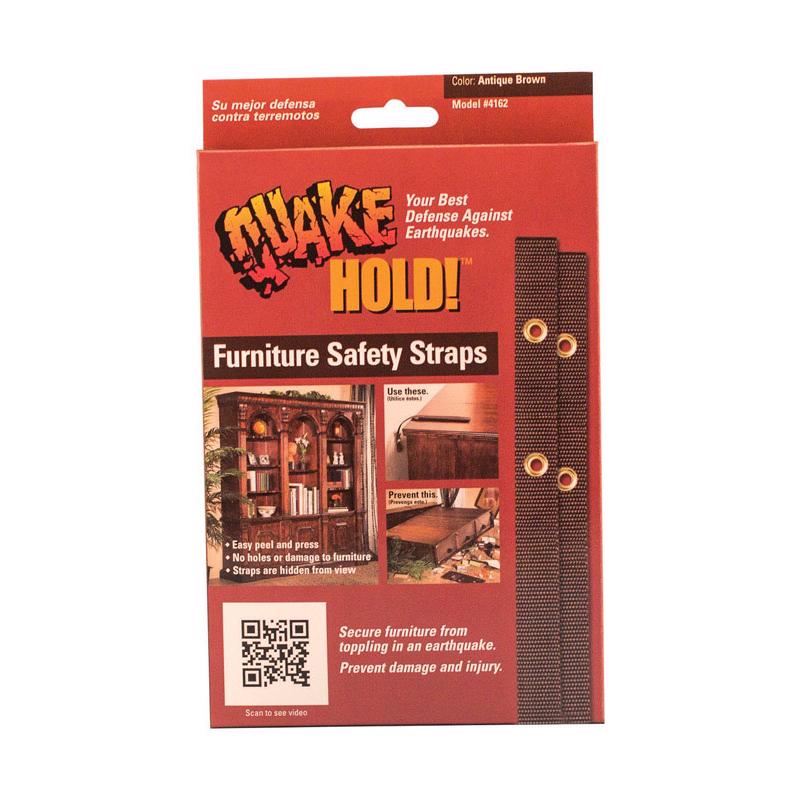 Quake Hold Ready America Nylon Self Adhesive Furniture Strap Brown Assorted 1 in. W X 15 in. L
