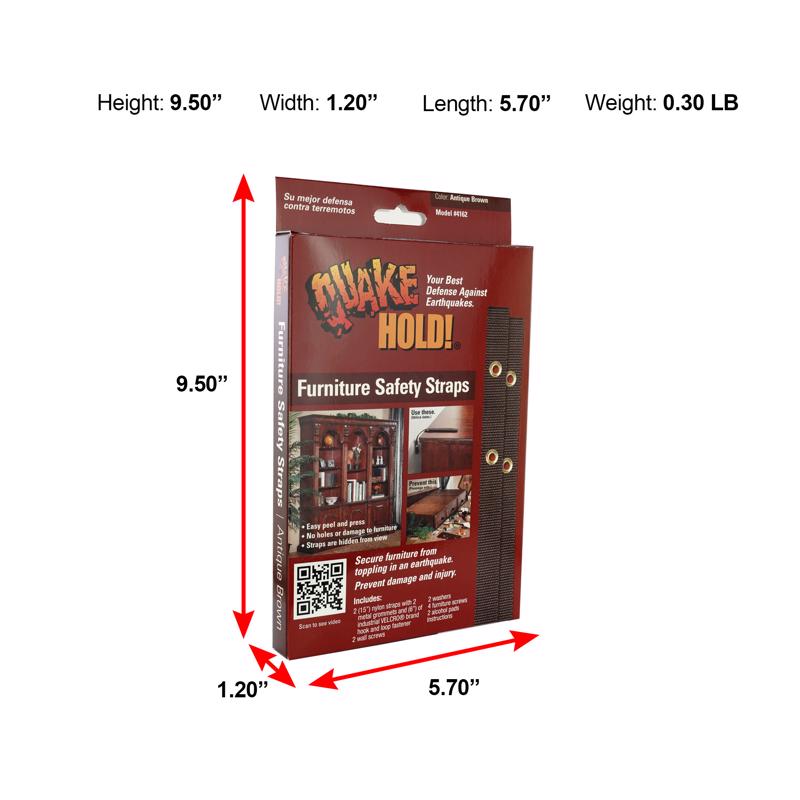Quake Hold Ready America Nylon Self Adhesive Furniture Strap Brown Assorted 1 in. W X 15 in. L