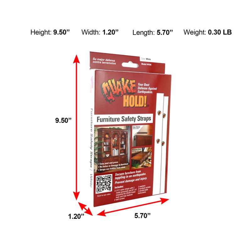 Quake Hold Ready America Nylon Self Adhesive Furniture Strap White Assorted 1 in. W X 15 in. L 2 pk