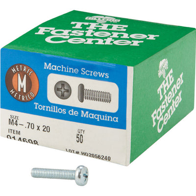 HILLMAN M4-0.7 Ga. X 20 mm L Phillips Pan Head Zinc-Plated Steel Metric Machine Screws 50 pk