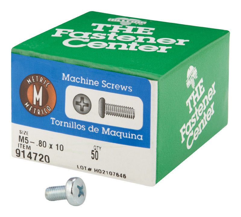HILLMAN M5-0.8 Ga. X 10 mm L Phillips Pan Head Zinc-Plated Steel Metric Machine Screws