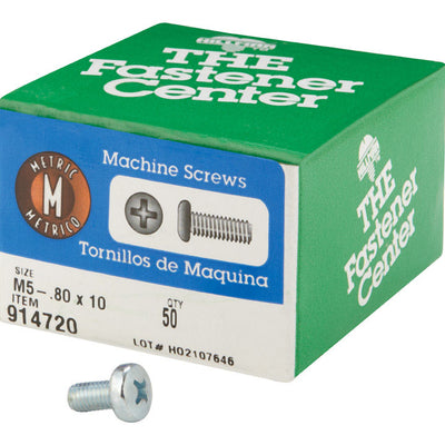 HILLMAN M5-0.8 Ga. X 10 mm L Phillips Pan Head Zinc-Plated Steel Metric Machine Screws