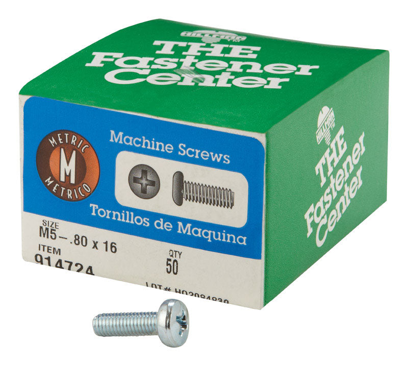HILLMAN M5-0.8 Ga. X 16 mm L Phillips Pan Head Zinc-Plated Steel Metric Machine Screws