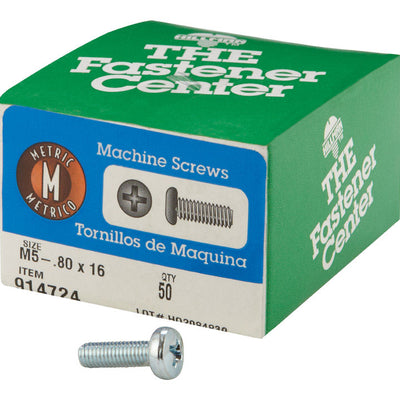 HILLMAN M5-0.8 Ga. X 16 mm L Phillips Pan Head Zinc-Plated Steel Metric Machine Screws