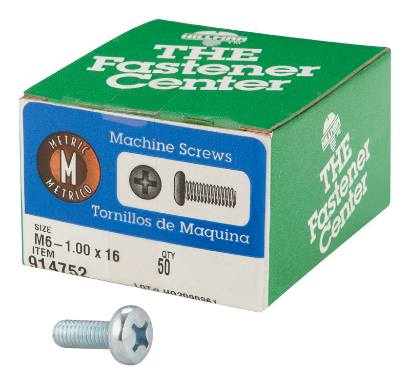 HILLMAN M6-1 Ga. X 16 mm L Phillips Pan Head Zinc-Plated Steel Metric Machine Screws