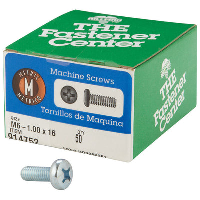 HILLMAN M6-1 Ga. X 16 mm L Phillips Pan Head Zinc-Plated Steel Metric Machine Screws