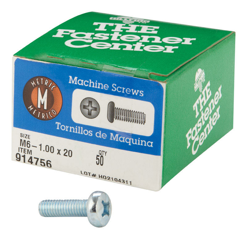 HILLMAN M6-1 Ga. X 20 mm L Phillips Pan Head Zinc-Plated Steel Metric Machine Screws