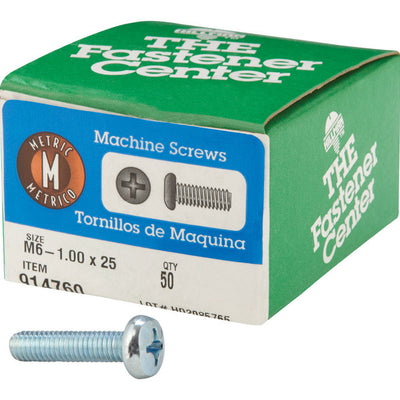 HILLMAN M6-1 Ga. X 25 mm L Phillips Pan Head Zinc-Plated Steel Metric Machine Screws