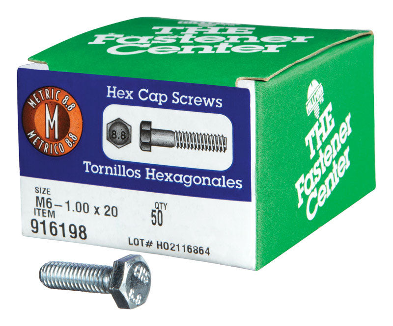 HILLMAN M6-1.00 mm D X 20 mm L Heat Treated Steel Hex Head Cap Screw