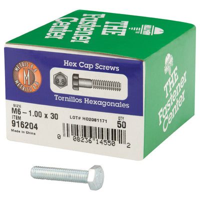 HILLMAN M6-1.00 mm D X 30 mm L Heat Treated Steel Hex Head Cap Screw