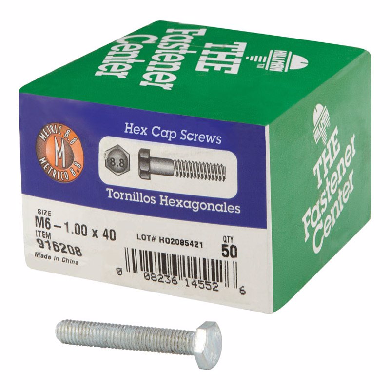 HILLMAN M6-1.00 mm D X 40 mm L Heat Treated Steel Hex Head Cap Screw