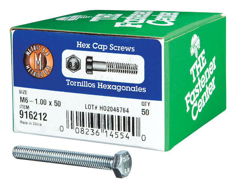 HILLMAN M6-1.00 mm D X 50 mm L Heat Treated Steel Hex Head Cap Screw