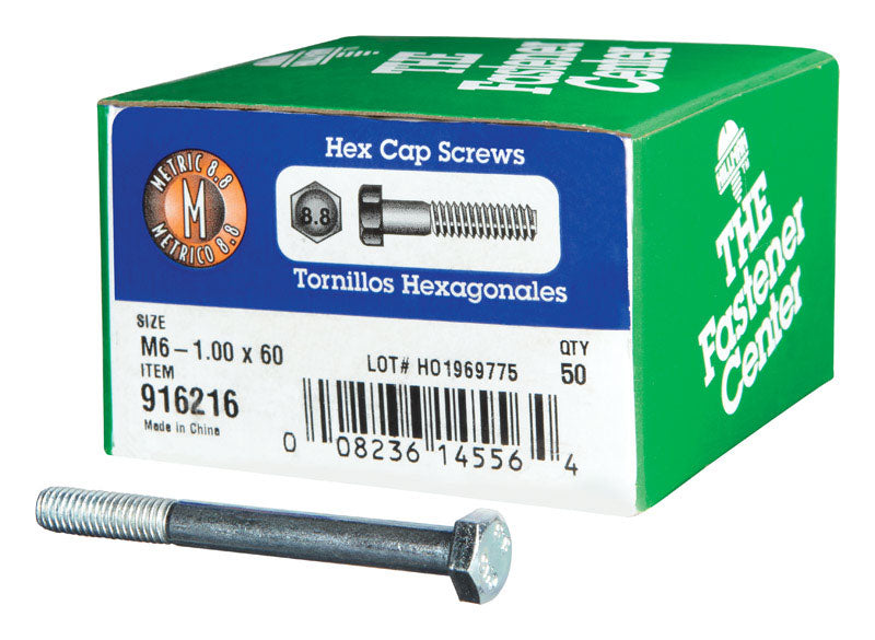 HILLMAN M6-1.00 mm D X 60 mm L Heat Treated Steel Hex Head Cap Screw