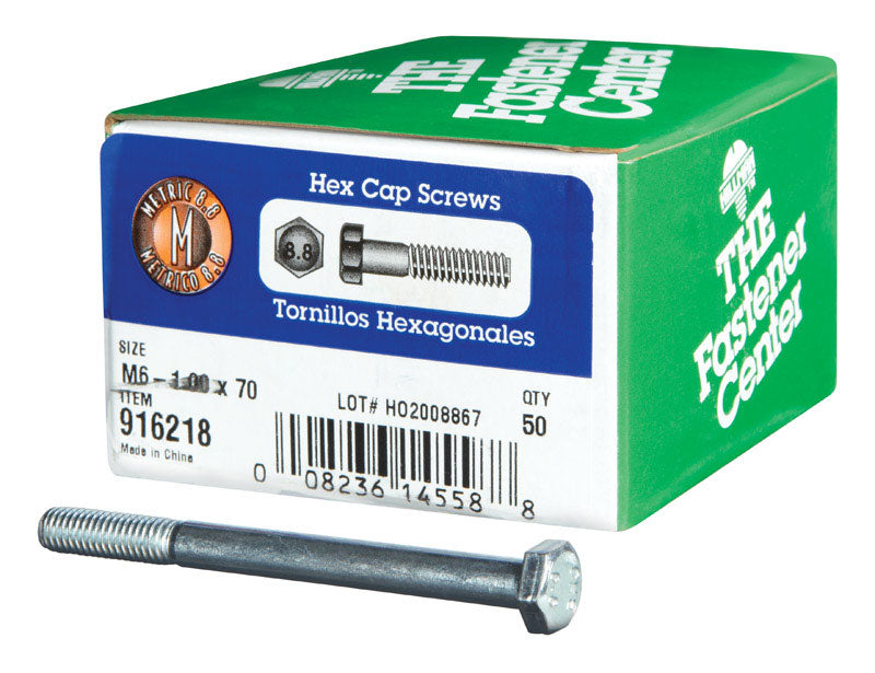 HILLMAN M6-1.00 mm D X 70 mm L Heat Treated Steel Hex Head Cap Screw