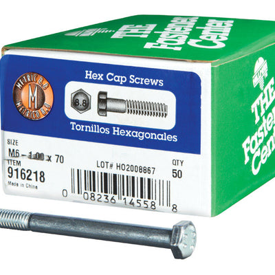 HILLMAN M6-1.00 mm D X 70 mm L Heat Treated Steel Hex Head Cap Screw