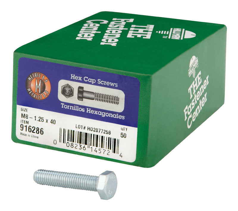 HILLMAN M8-1.25 mm D X 40 mm L Heat Treated Steel Hex Head Cap Screw