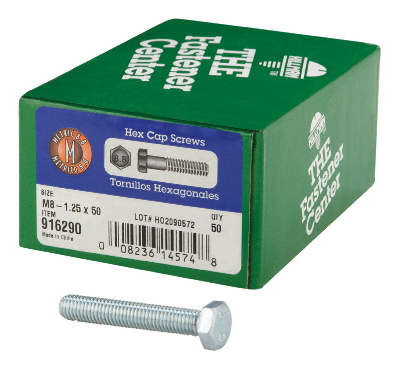 HILLMAN M8-1.25 mm D X 50 mm L Heat Treated Steel Hex Head Cap Screw