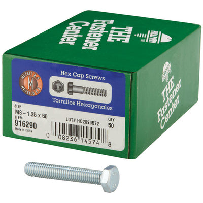 HILLMAN M8-1.25 mm D X 50 mm L Heat Treated Steel Hex Head Cap Screw