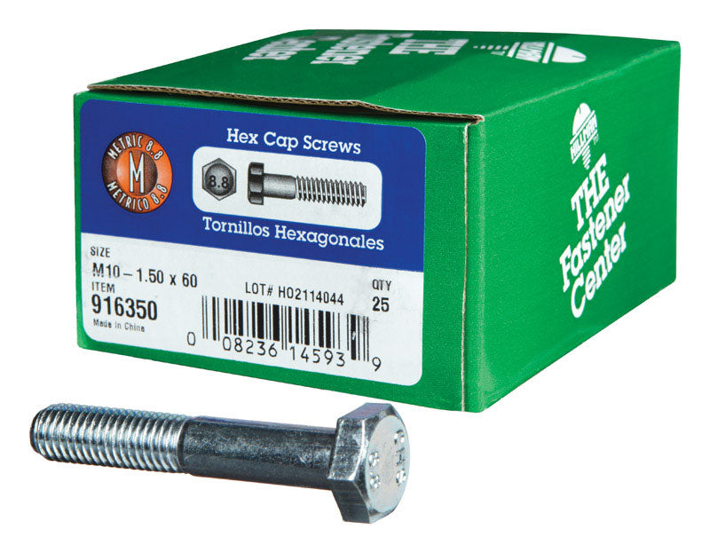HILLMAN M10-1.50 mm D X 60 mm L Heat Treated Zinc Steel Hex Head Cap Screw