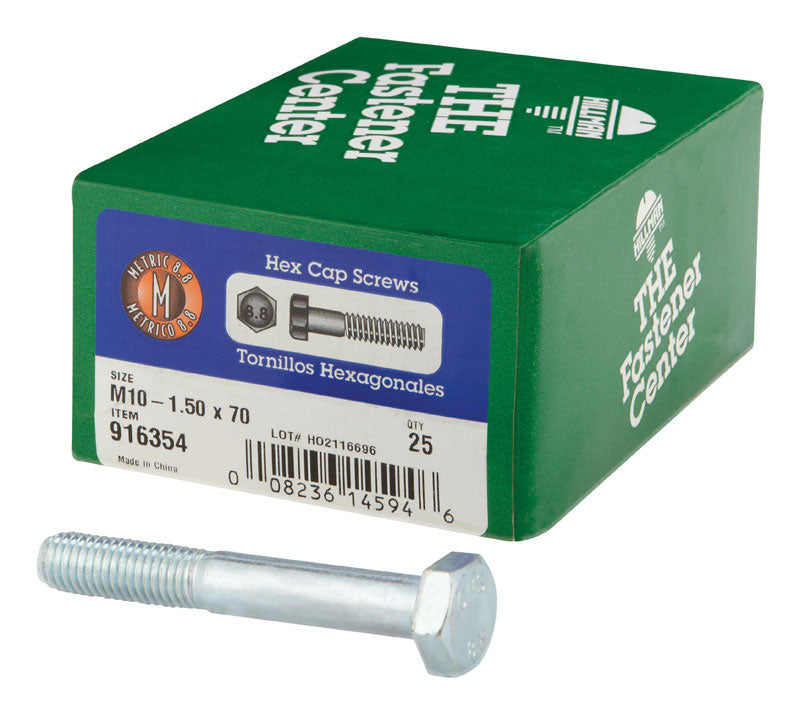 HILLMAN M10-1.50 mm D X 70 mm L Heat Treated Zinc Steel Hex Head Cap Screw
